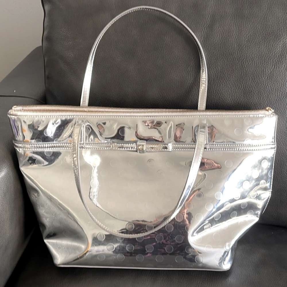 Kate spade Camellia Street Metallic Silver Tote With Bow - RARE!